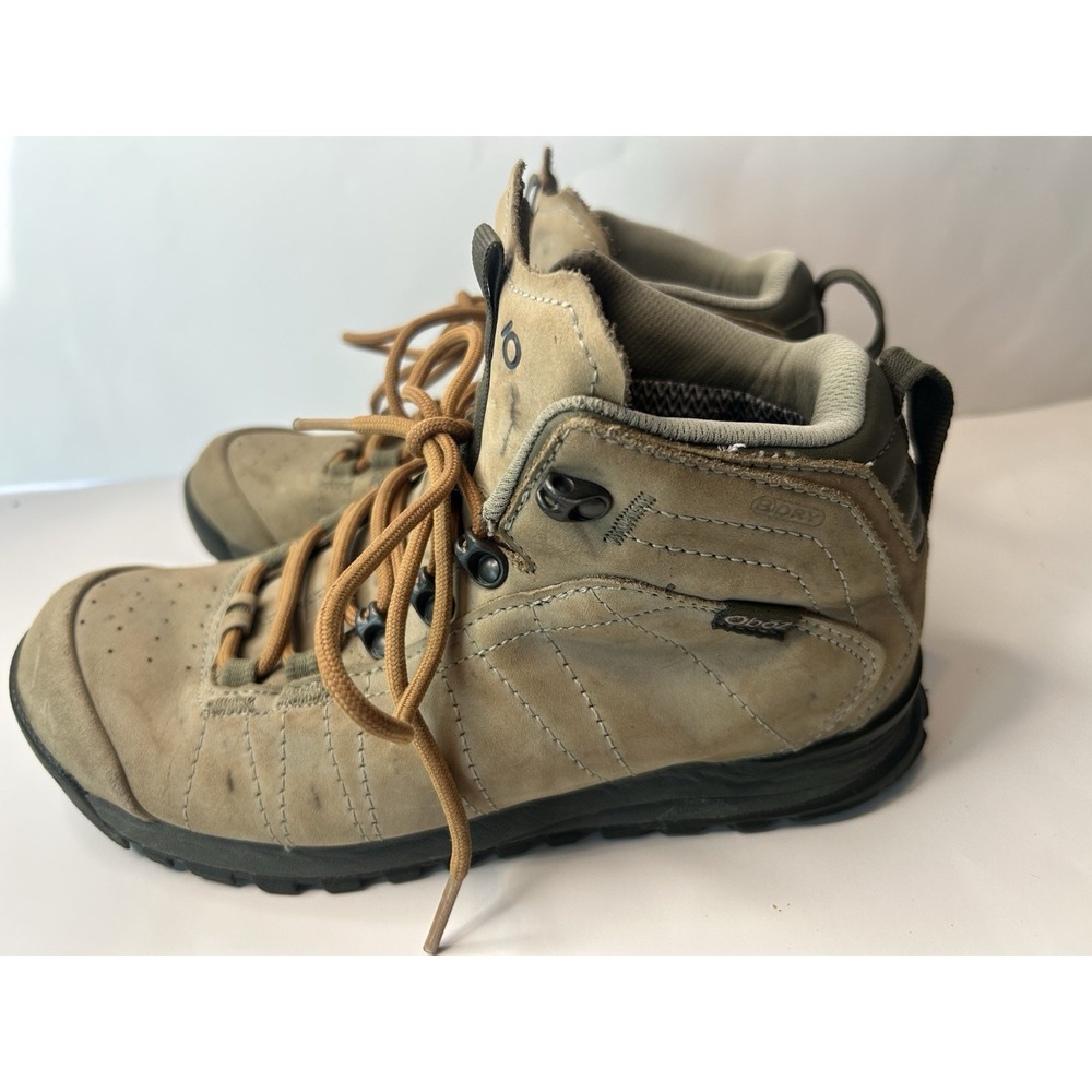 Oboz Women's Leather Mid Hiking Boots Tan Waterproof Trail Shoes Size 6.5